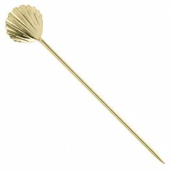 Urban Bar Barware Gold Scallop Cocktail Pick 11cm (pack Of 6)
