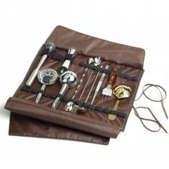 Urban Bar Leather Bartenders Roll Up Kit Bag (Brown)