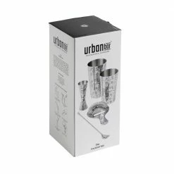 Urban Bar Tiki Stainless Steel 5 Piece Cocktail Set Tin-on-Tin Shaker, Jigger, Spoon And Strainer Cocktail & Gift Sets