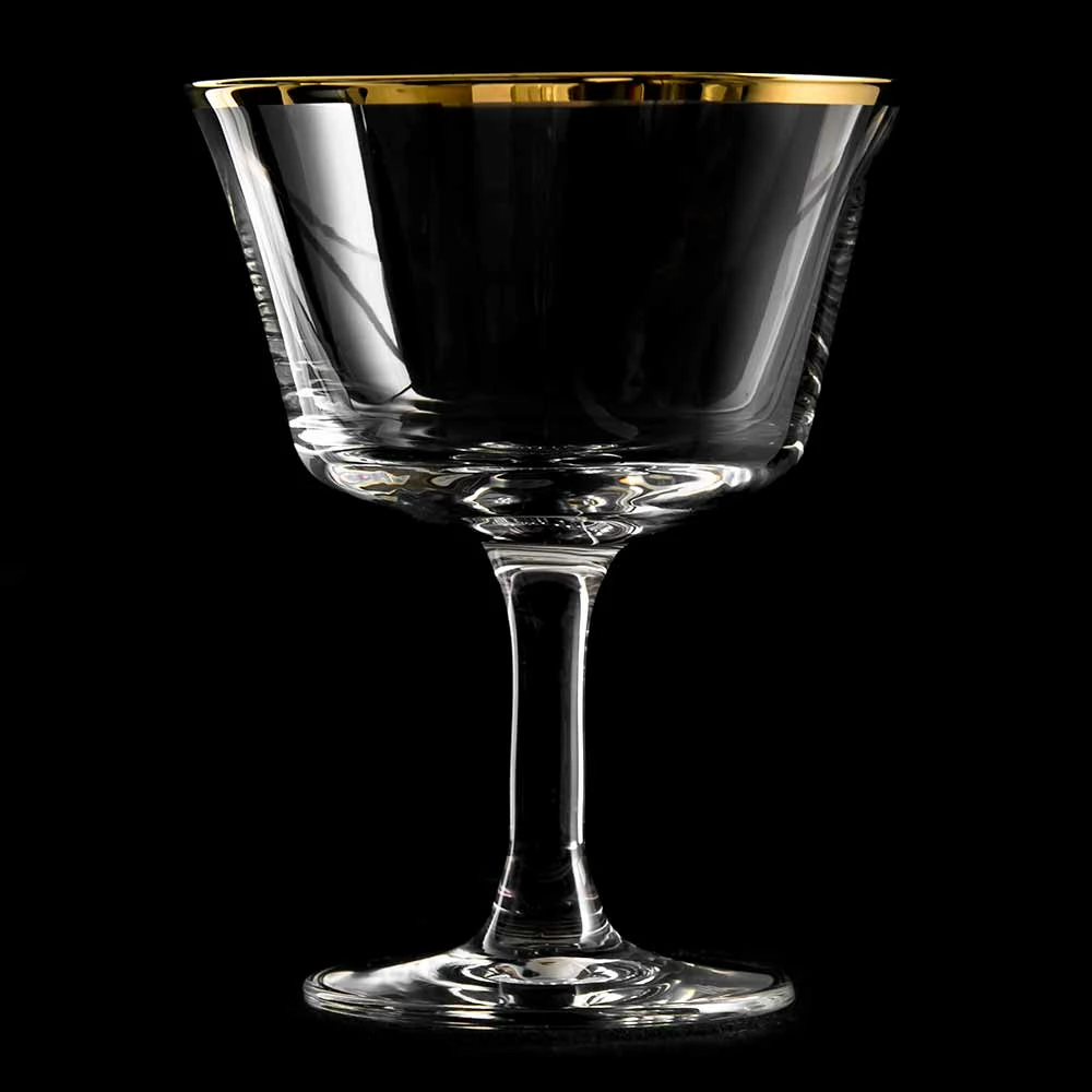 Budget 😉 Urban Bar Gold Rim Fizz Cocktail Glass Coupe 20cl 🎁 3 Urban Bar Gold Rim Fizz Cocktail Glass Coupe 20cl